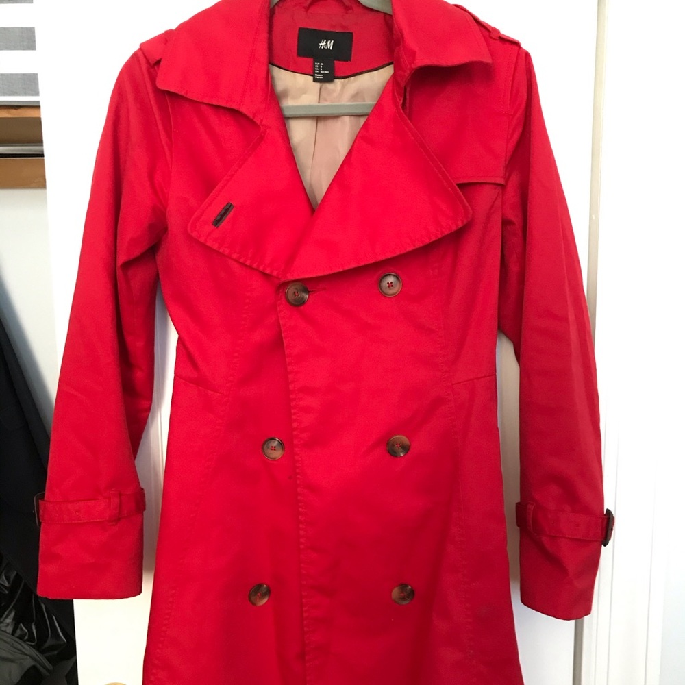 Red H&M Trench coat